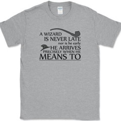 A Wizard Is Never Late T-Shirt Funny Magic Fantasy Text Tee
