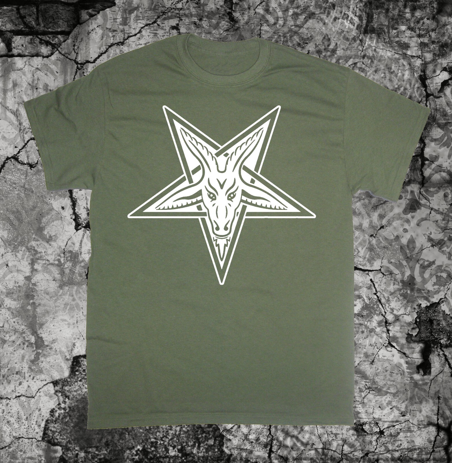 Goat's Head Shirt - Baphomet Pentagram Satan Occult Gothic Cross Leviathan sigil gallery