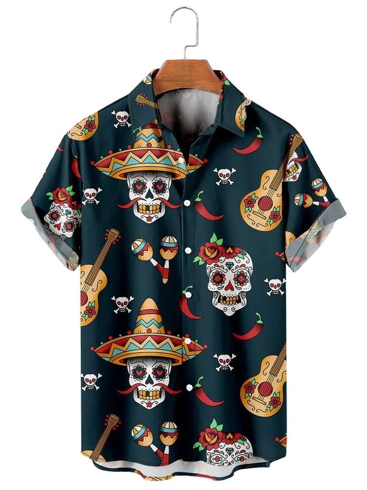 Mens Button Down Shirts Fire Flames Printed Summer Tops Novelty Ugly Gag Gifts