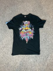 VTG Vurt Skating Shirt Mens Medium Black Y2K Skull Dagger Cartoon Pacsun Casual