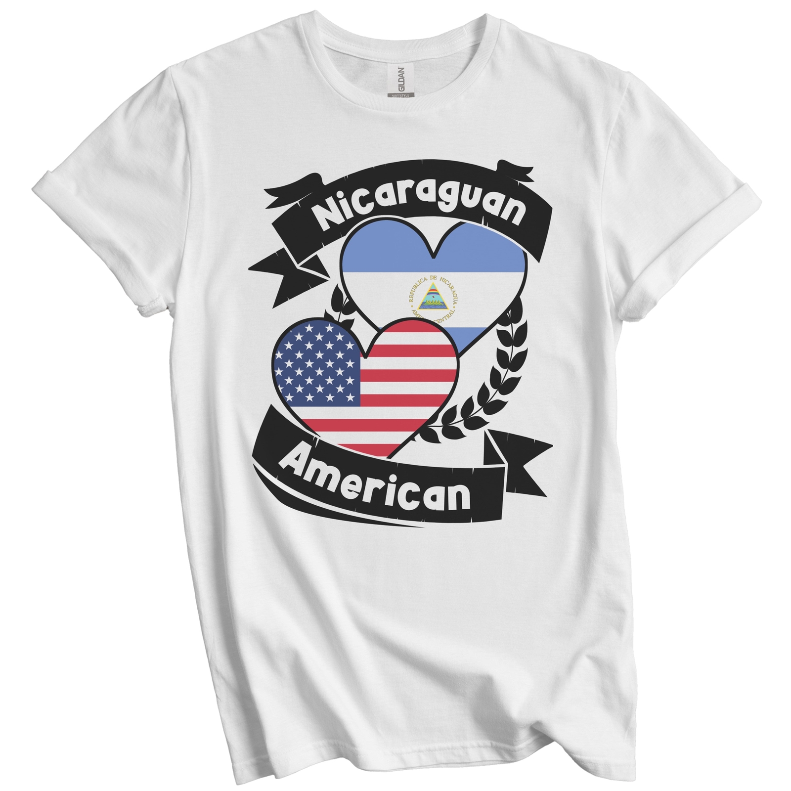 Nicaraguan American Hearts USA Flag Nicaragua Flag T-Shirt gallery