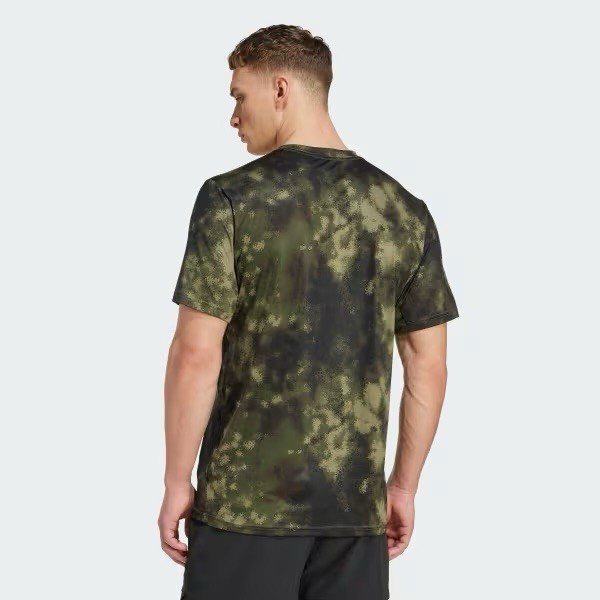 NEW Mens $35 ADIDAS Train Essentials All Over Print Tee JV7234 Olive Strata XXL gallery