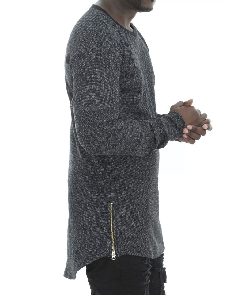 NWT $65 Rise As 1ne Men’s Oversized Side Zippers Waffle Thermal T Shirt Sz L