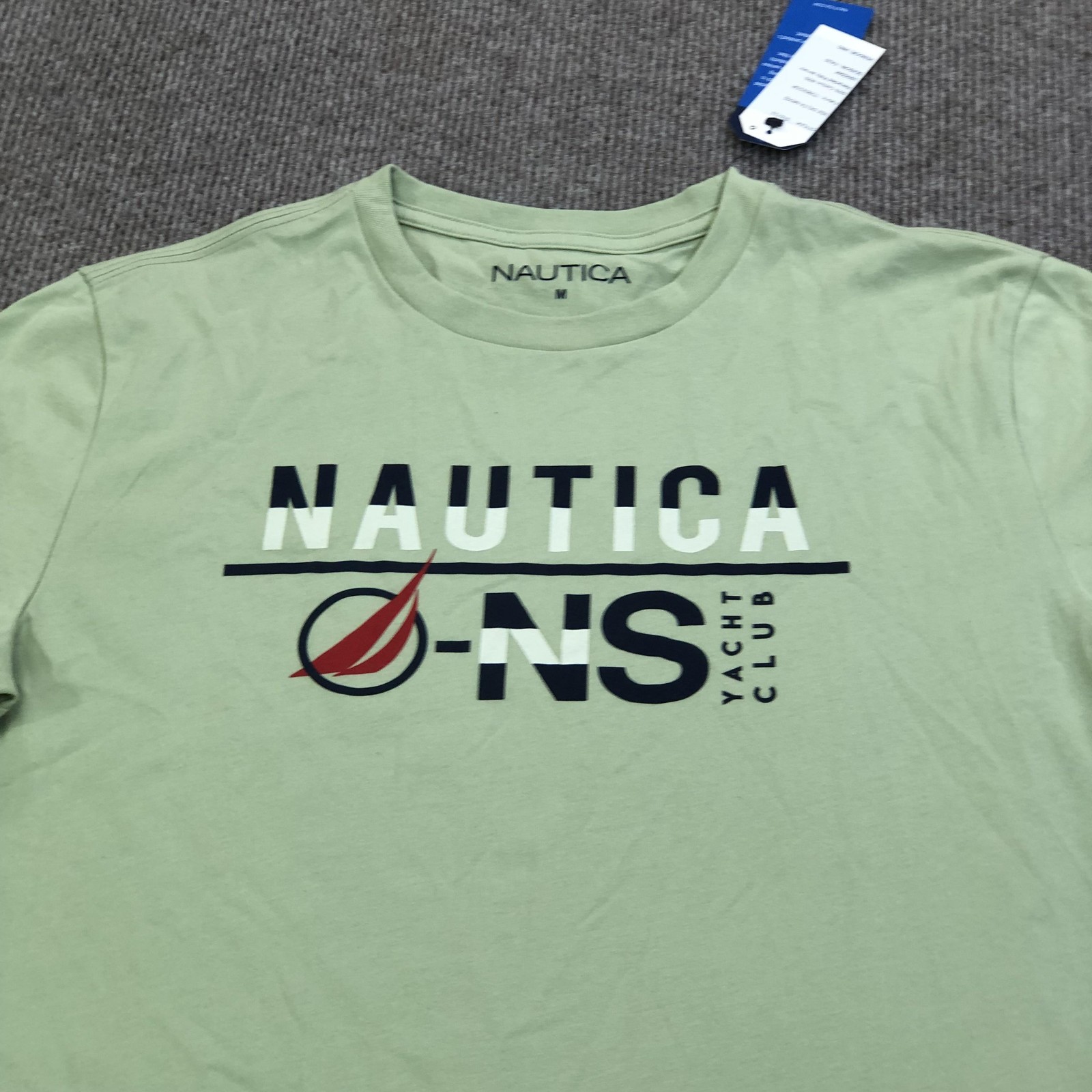 Nautica Shirt Mens Medium Green O-NS Yacht Club Graphic Tee Tagless Nautical gallery