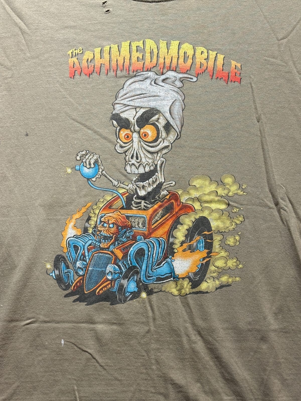 Achmedmobile Bones Skull Flames Halloween Short Sleeve Crew Neck Sz L T shirt gallery
