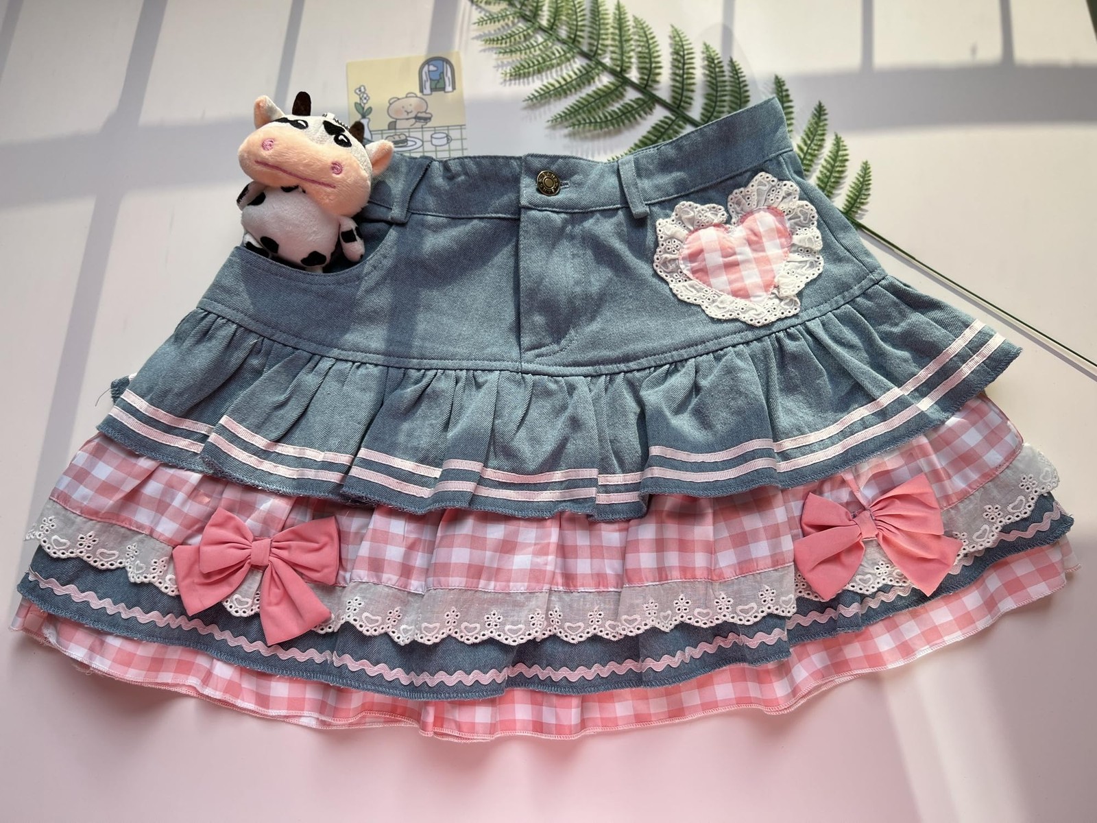 Preppy Lolita Skirt High Waist Denim Mini Y2K Cute Ball Gown - Sweet Fashion gallery