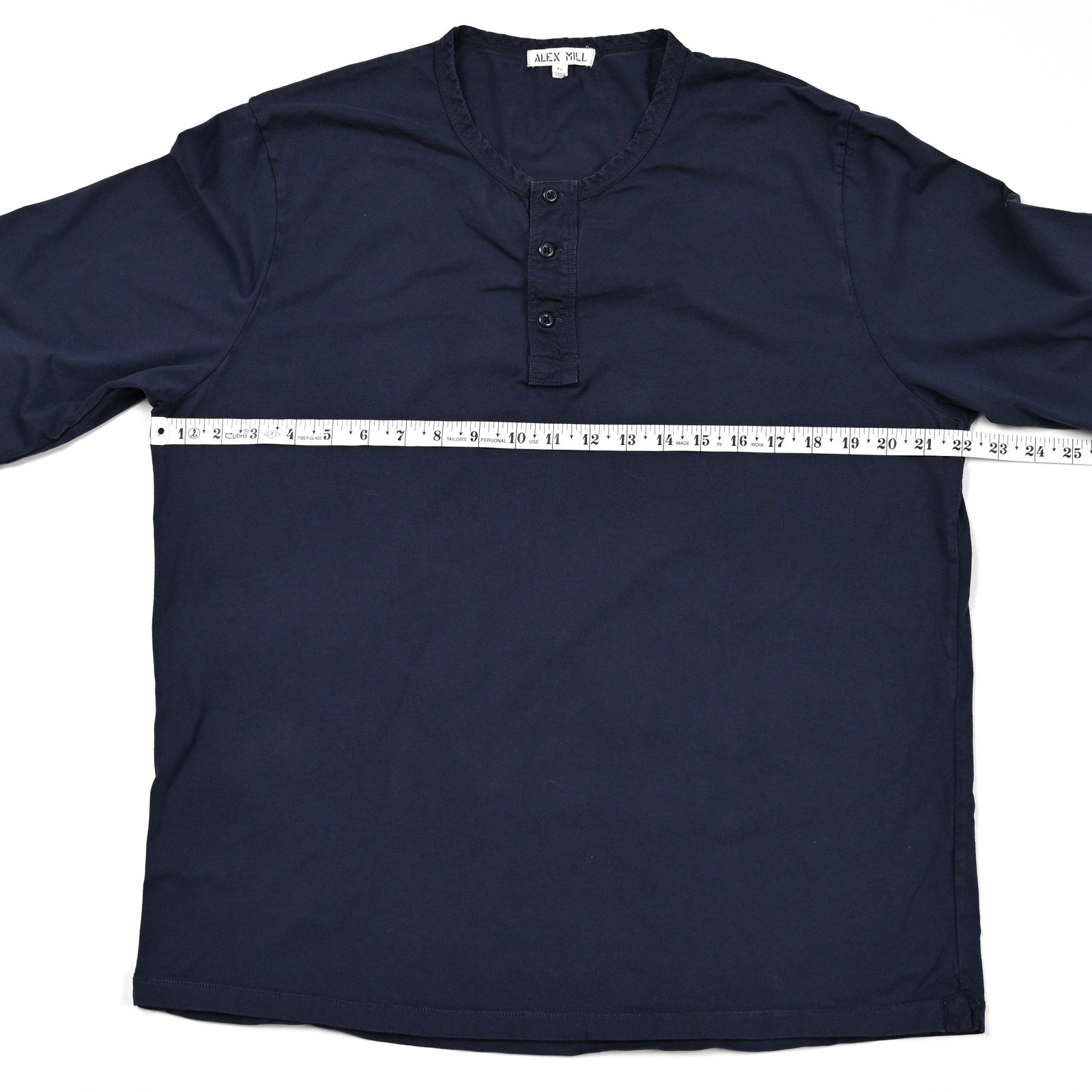 Alex Mill Henley Shirt Men's Large Blue 100% Cotton Long Sleeve Preppy 3 Button gallery