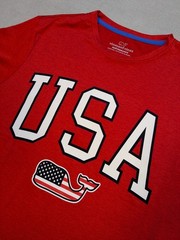 Vineyard Vines Shirt Mens Large Red Performance Harbor Tee USA Flag Nautical