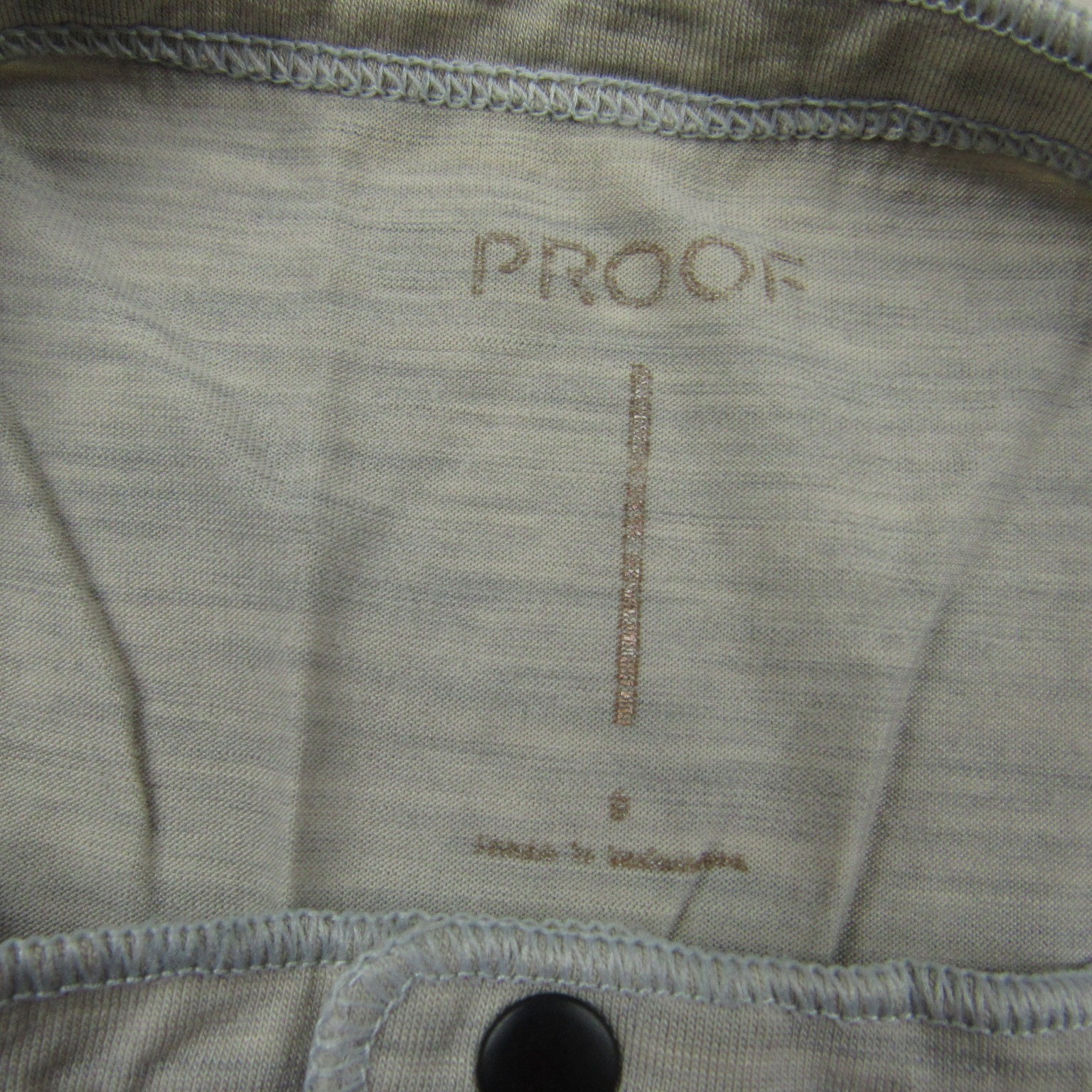 Proof Shirt Mens Small Beige Gray Snap Henley Merino Nylon Blend Lightweight gallery