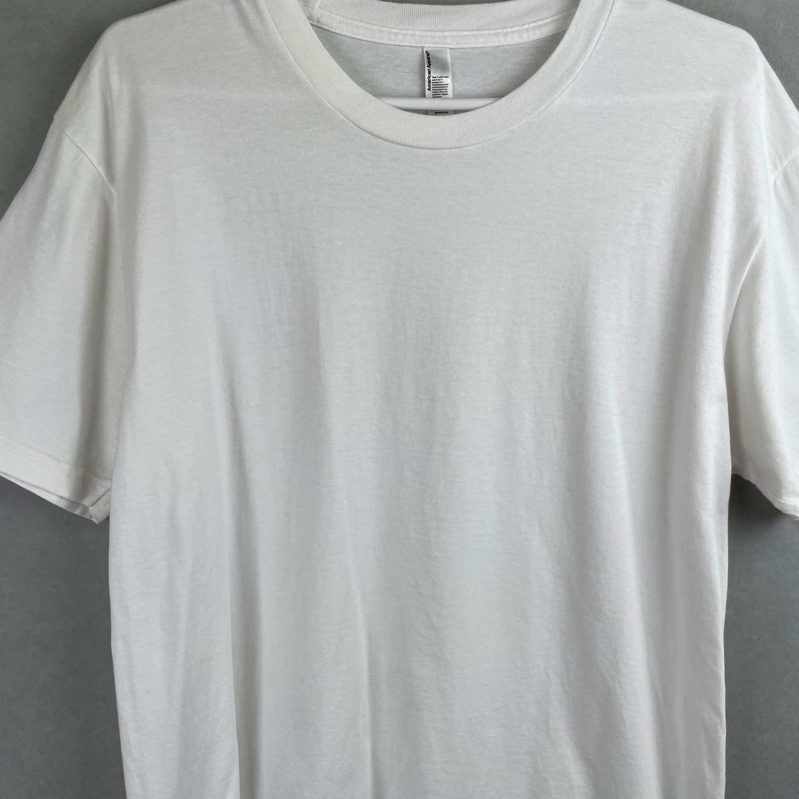 American Apparel White Crewneck T-Shirt Men Large 100% Combed Cotton Made in USA gallery