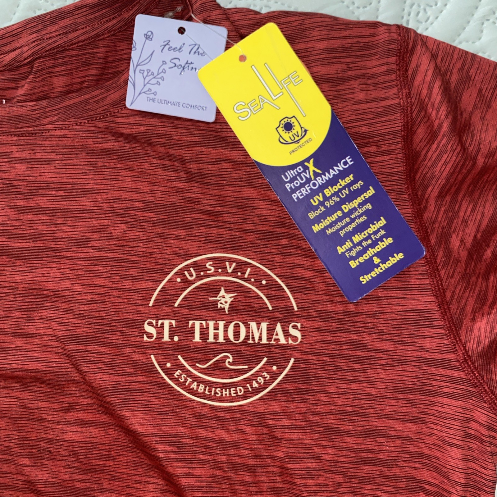 Sea Life Performance Shirt Men's XL St. Thomas U.S.V.I. Red Heather Long Sleeve gallery