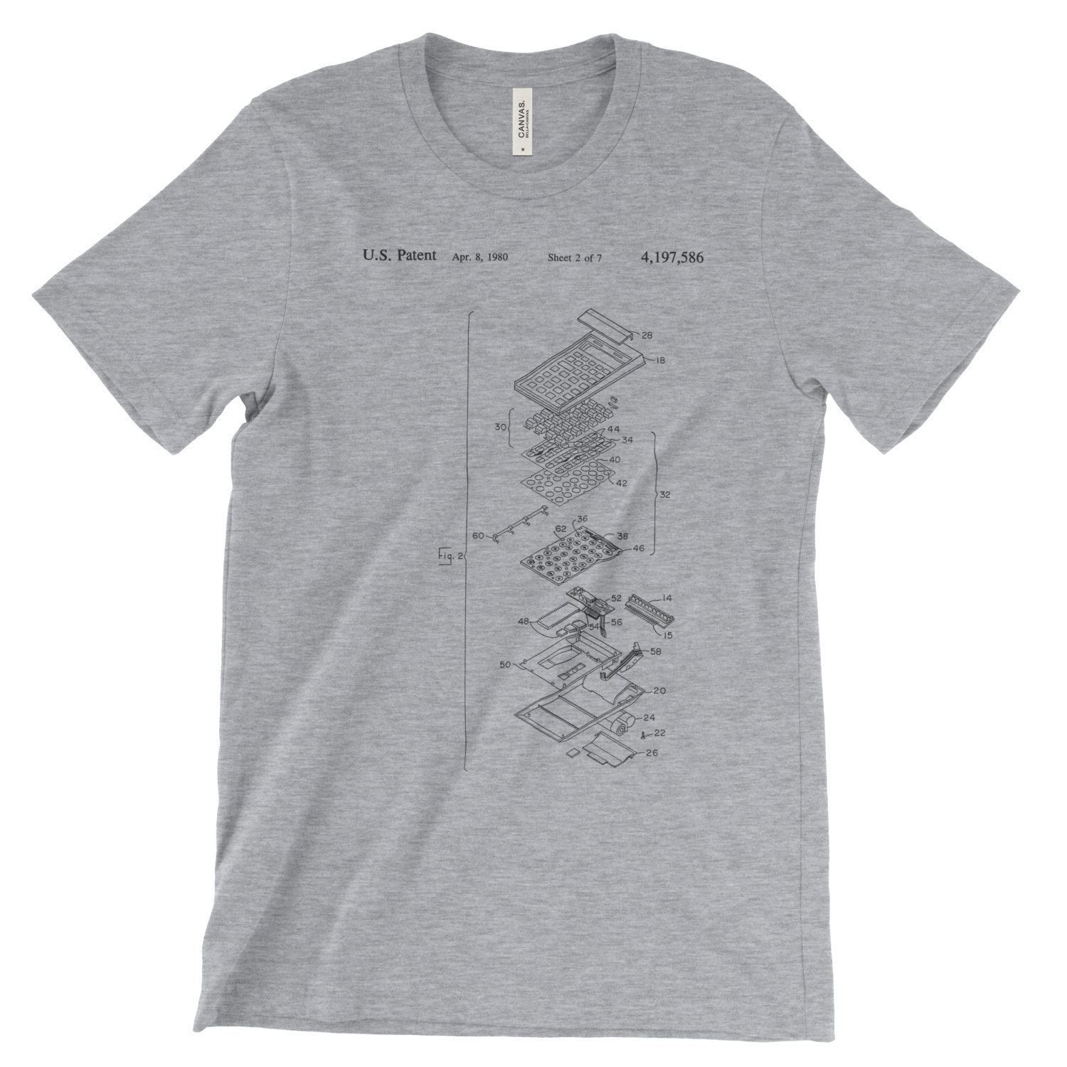 Calculator Patent T-Shirt.100% Soft Cotton Comfy Tee on Black White or Gray gallery