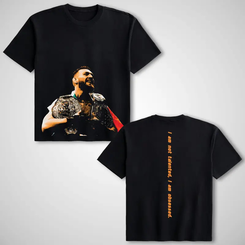 UFC Conor McGregor Unisex Apparel, 250Gsm Cotton Oversized Menswear T-Shirt, Gra