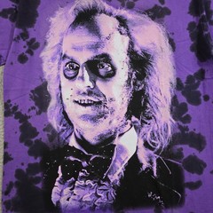 Beetlejuice Tie Dye Shirt Mens Large L Purple Distressed Classic Movie Retro NWD
