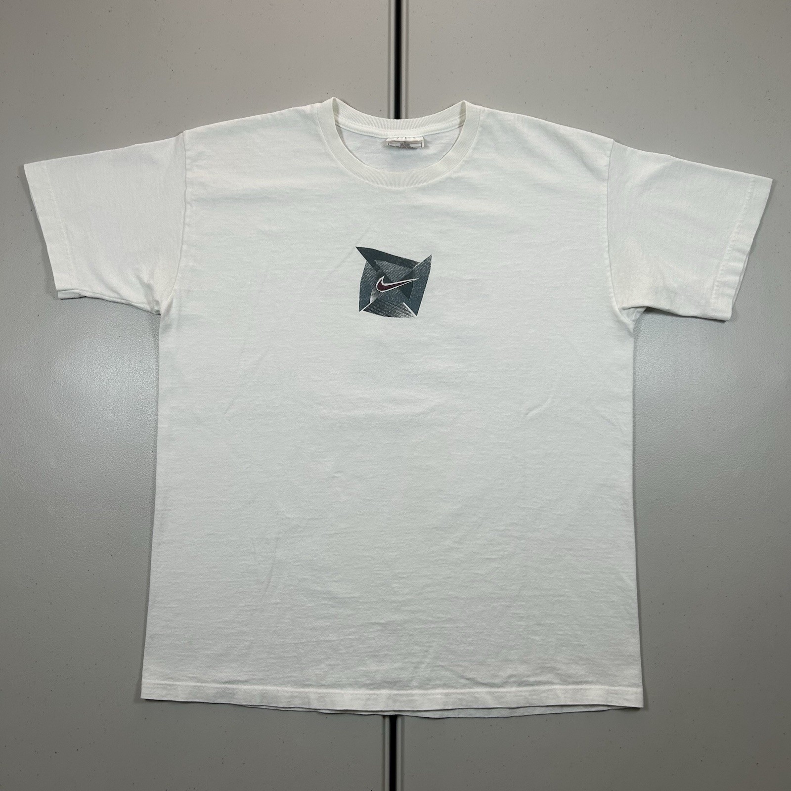 Vintage 90s Nike Athletics Graphic Shirt Men's Size Medium Logo Swoosh Abstract gallery