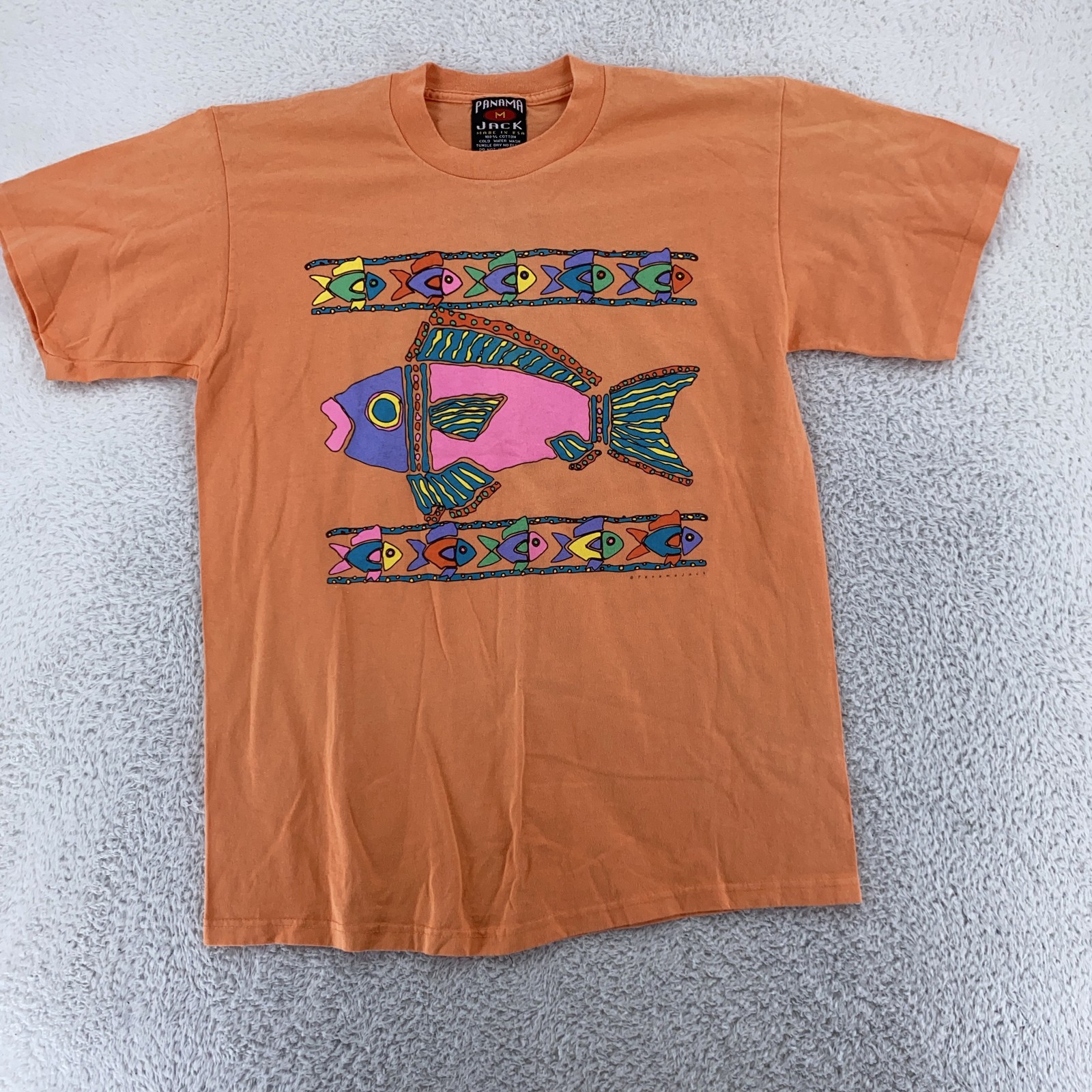 Vintage Panama Jack Shirt Mens Medium Fish Graphic Made USA 90s Tee T-Shirt gallery