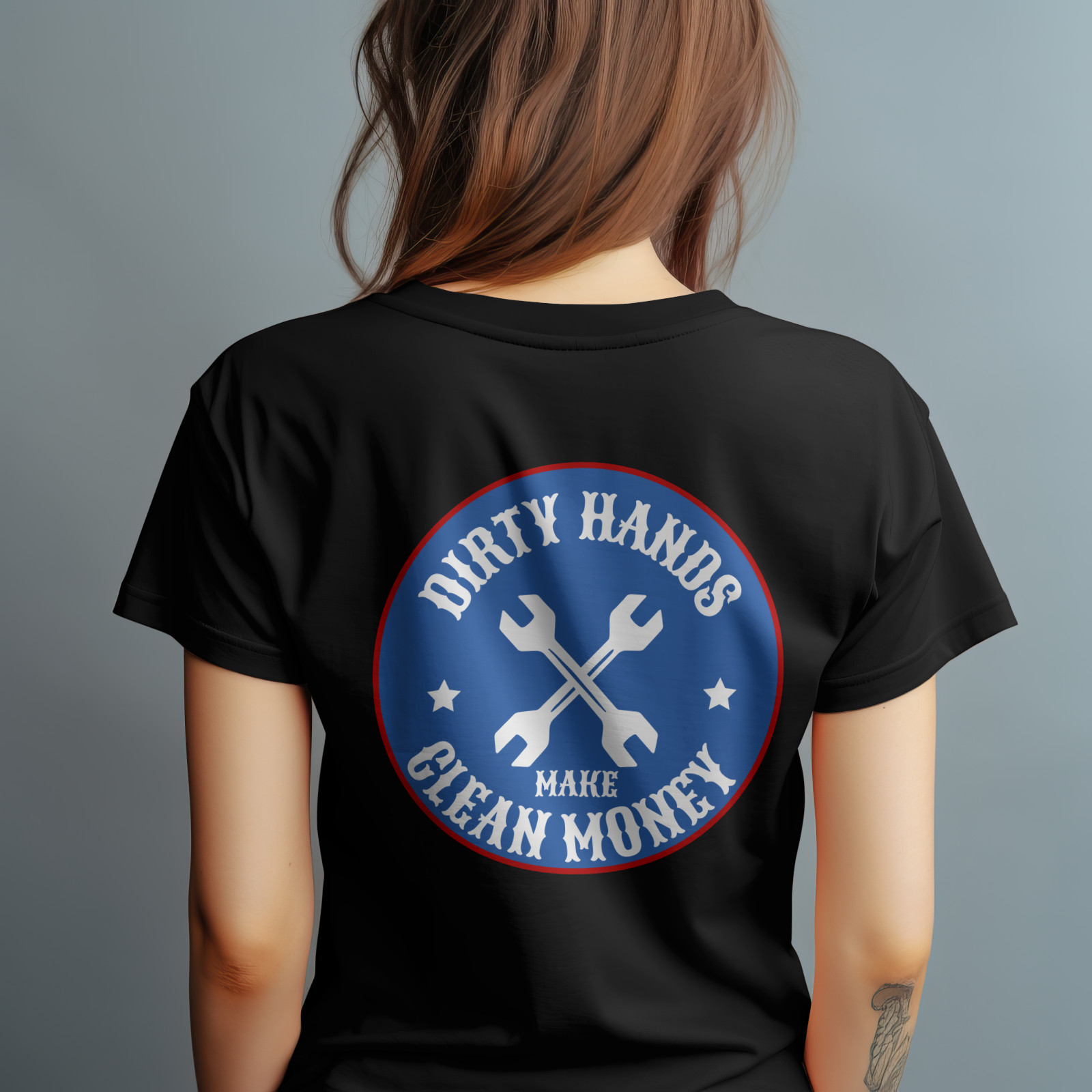 Dirty Hands Make Clean Money Shirt Blue Collar Work Pride Tee Back Print gallery