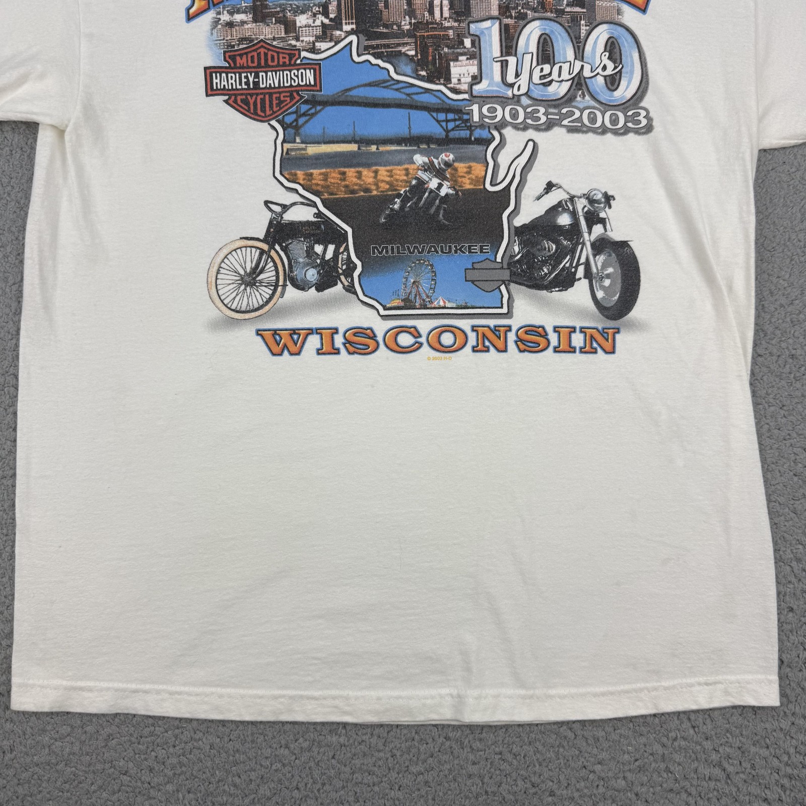 Vintage Harley-Davidson Shirt Mens Large White Milwaukee 100 Years 1903-2003 gallery