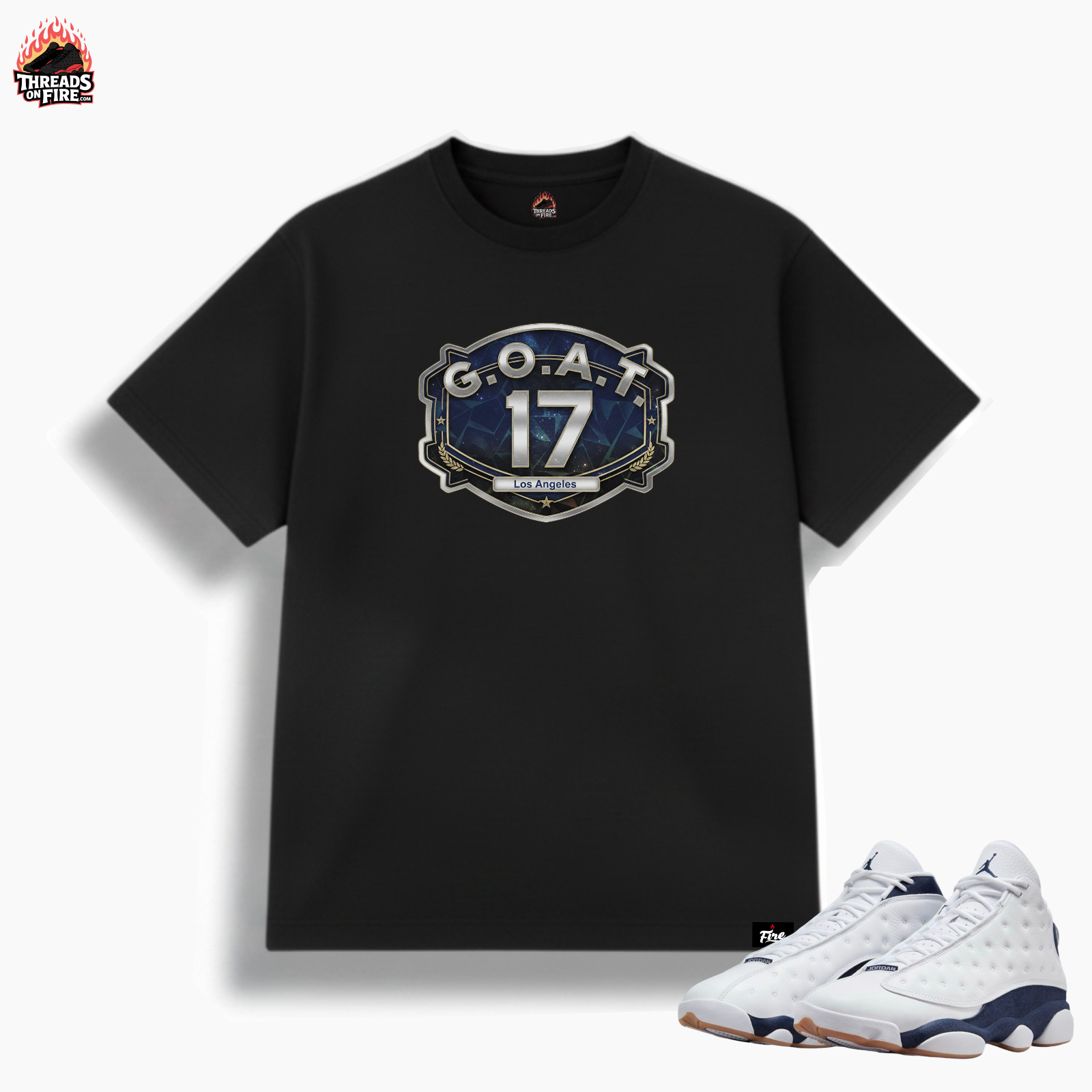 Men’s Black Blue T-Shirt To Match Air Jordan 13 Midnight Navy