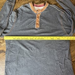 Carbon2Cobalt Mens Large Gray Henley Long Sleeve Shirt Cotton Casual