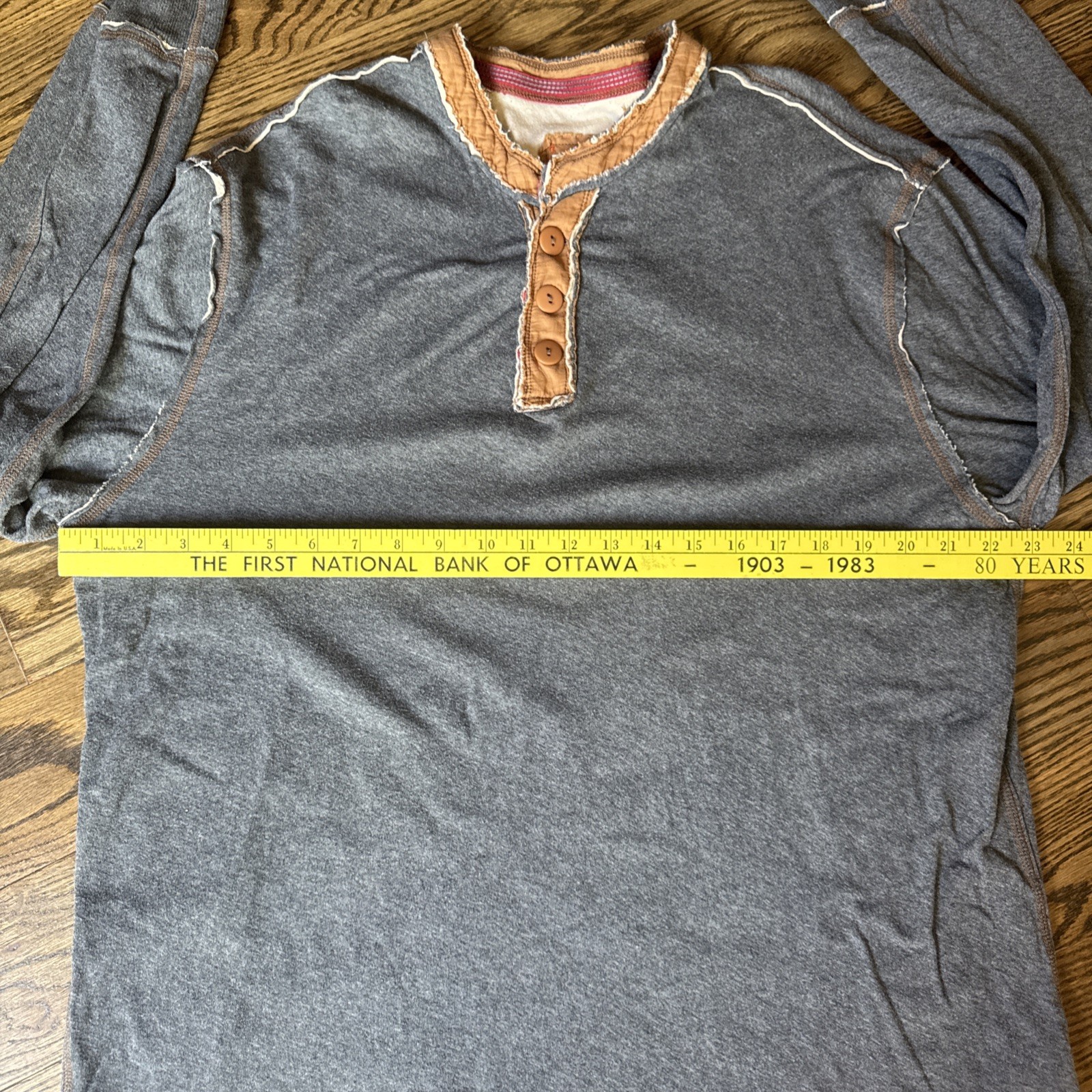 Carbon2Cobalt Mens Large Gray Henley Long Sleeve Shirt Cotton Casual gallery