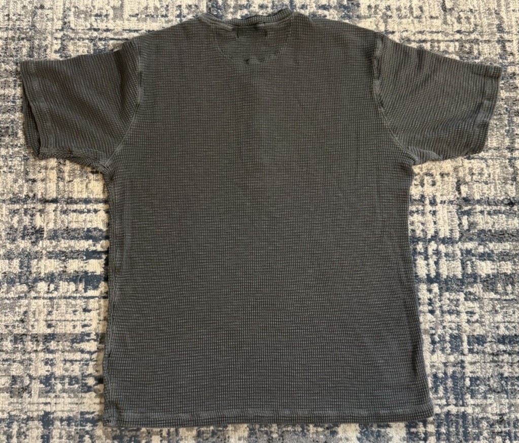 RRL Ralph Lauren Men’s Gray Waffle Knit Henley T Shirt Sz XL Thermal 100% Cotton gallery