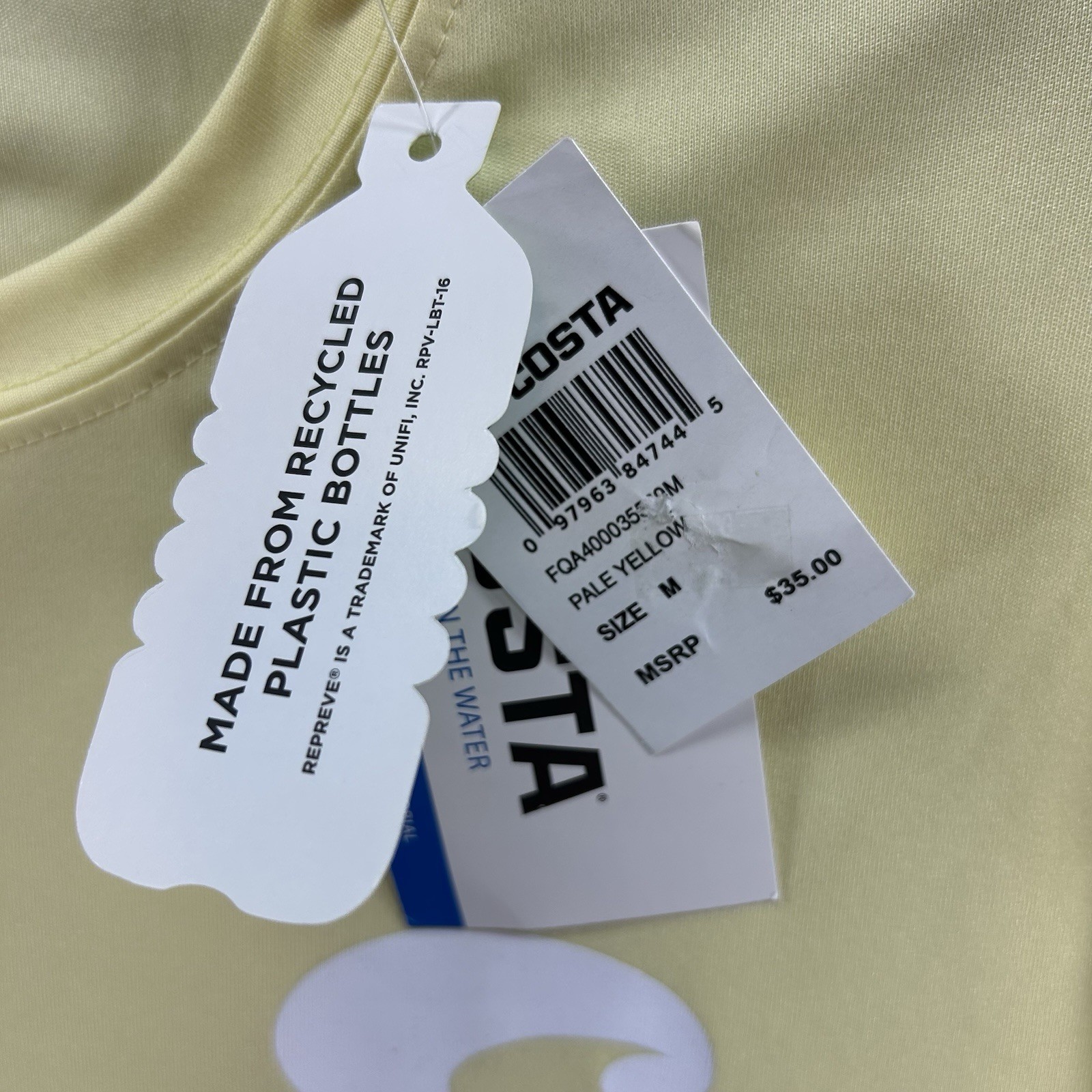 NWT Costa Technical Crew Pale Yellow Long Sleeve Shirt TECHCREW Medium Outdoor gallery