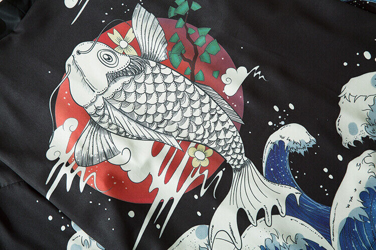 Niepce Streetwear Japanese Black Kimono Graphic Tee Samurai Short Sleeves Shirt gallery