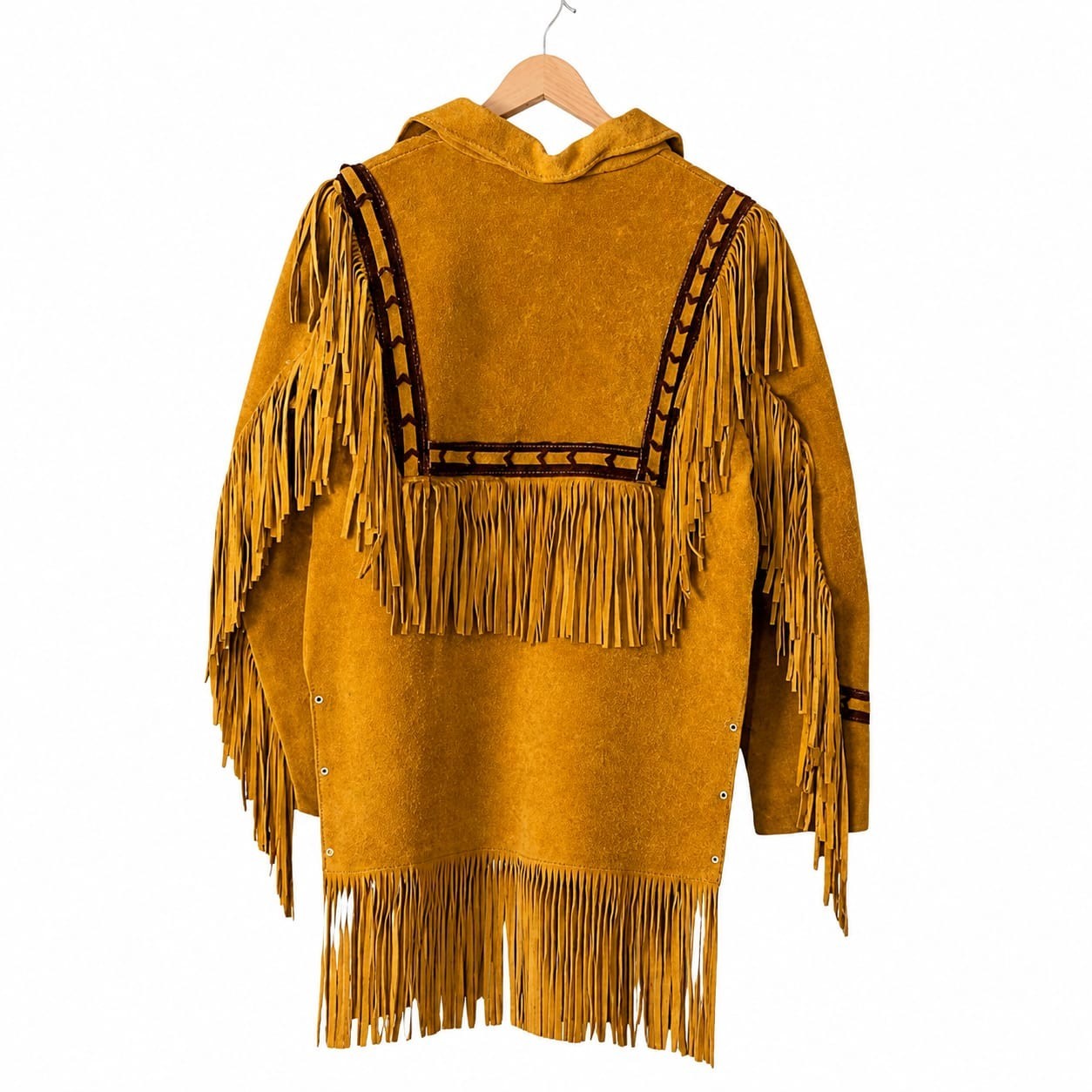 Men's Native American Buckskin Leather Fringe Pullover Western War Shirt gallery