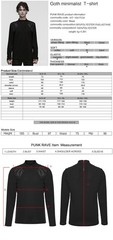Punk Rave Men Black Gothic Punk Goth Minimalist T-Shirt Slim Fit Tops