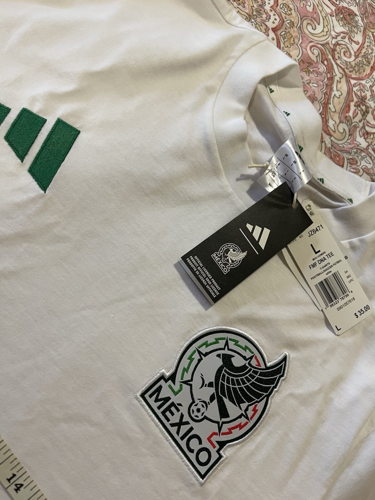 Adidas Large 2026 Mexico Soccer DNA Tee Shirt White Green JZ6471 NWT gallery