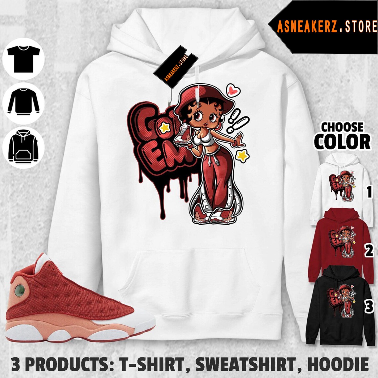 Shirt To Match Jordan 13 Dune Red Sneaker Matching Tee Got Em Betty T-Shirt gallery