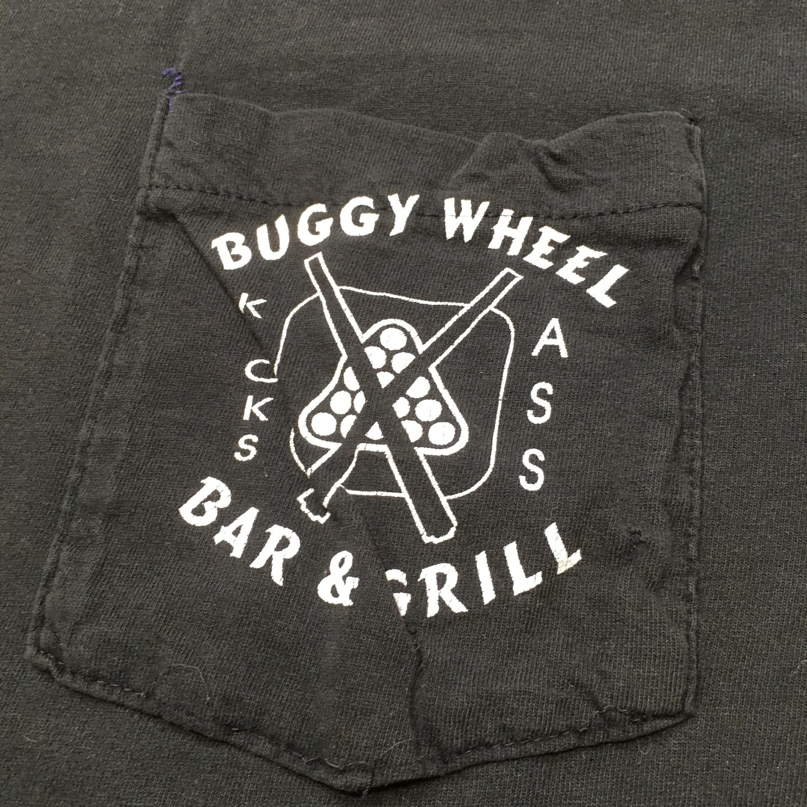 Vintage Single Stitch T-shirt Mens Medim Black Made in USA Pocket Distressed 90s gallery