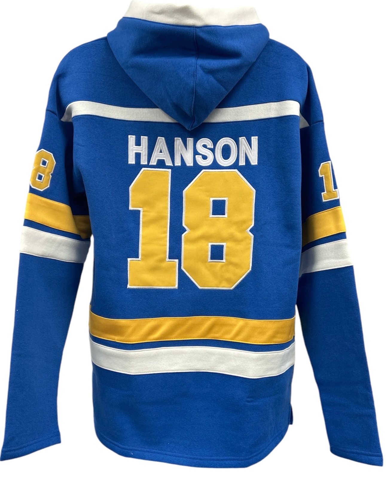 Slap Shot Chiefs Lace Hoodie Royal Blue – Jeff Hanson #18