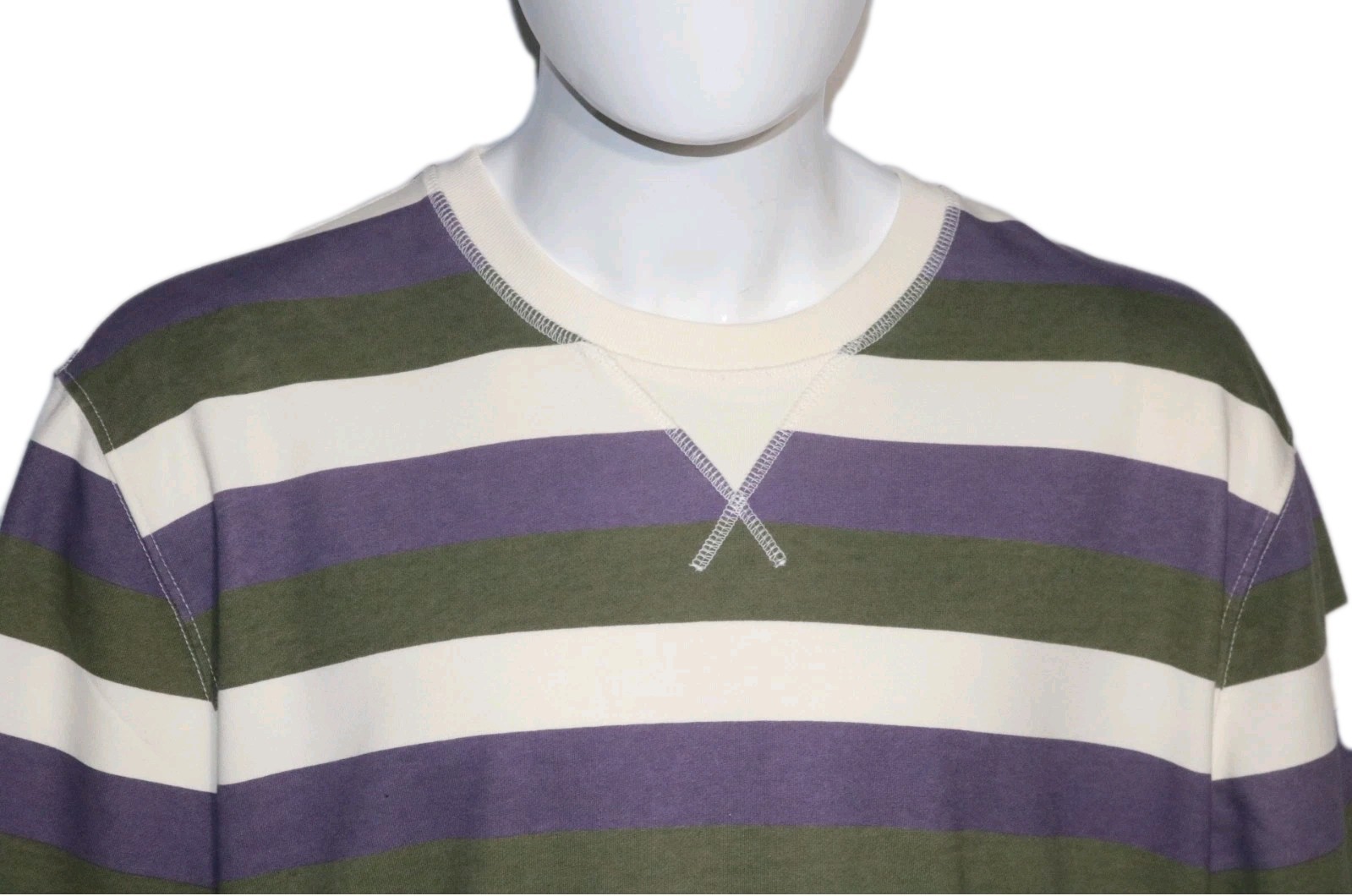Nautica Crewneck Shirt Grape Size XL Mens Striped Kangaroo Pocket Classic Fit gallery