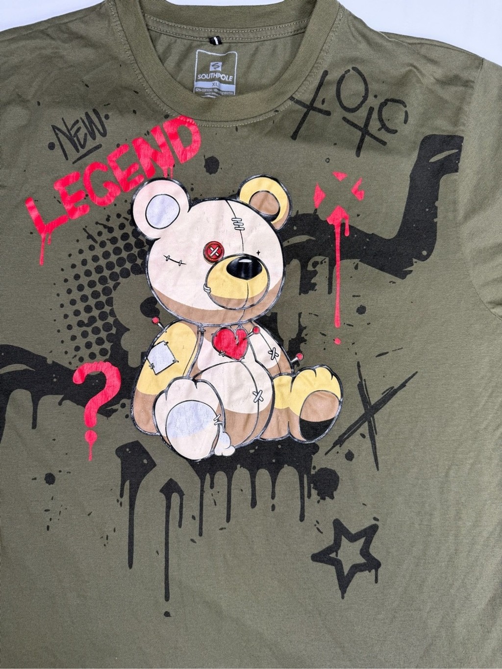 Southpole Olive Green Legend Bear Graphic Logo Tee XL gallery