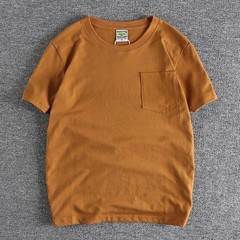 Simple Design Cotton Pocket Washed T-Shirt for MenBasic Style with Pure Color