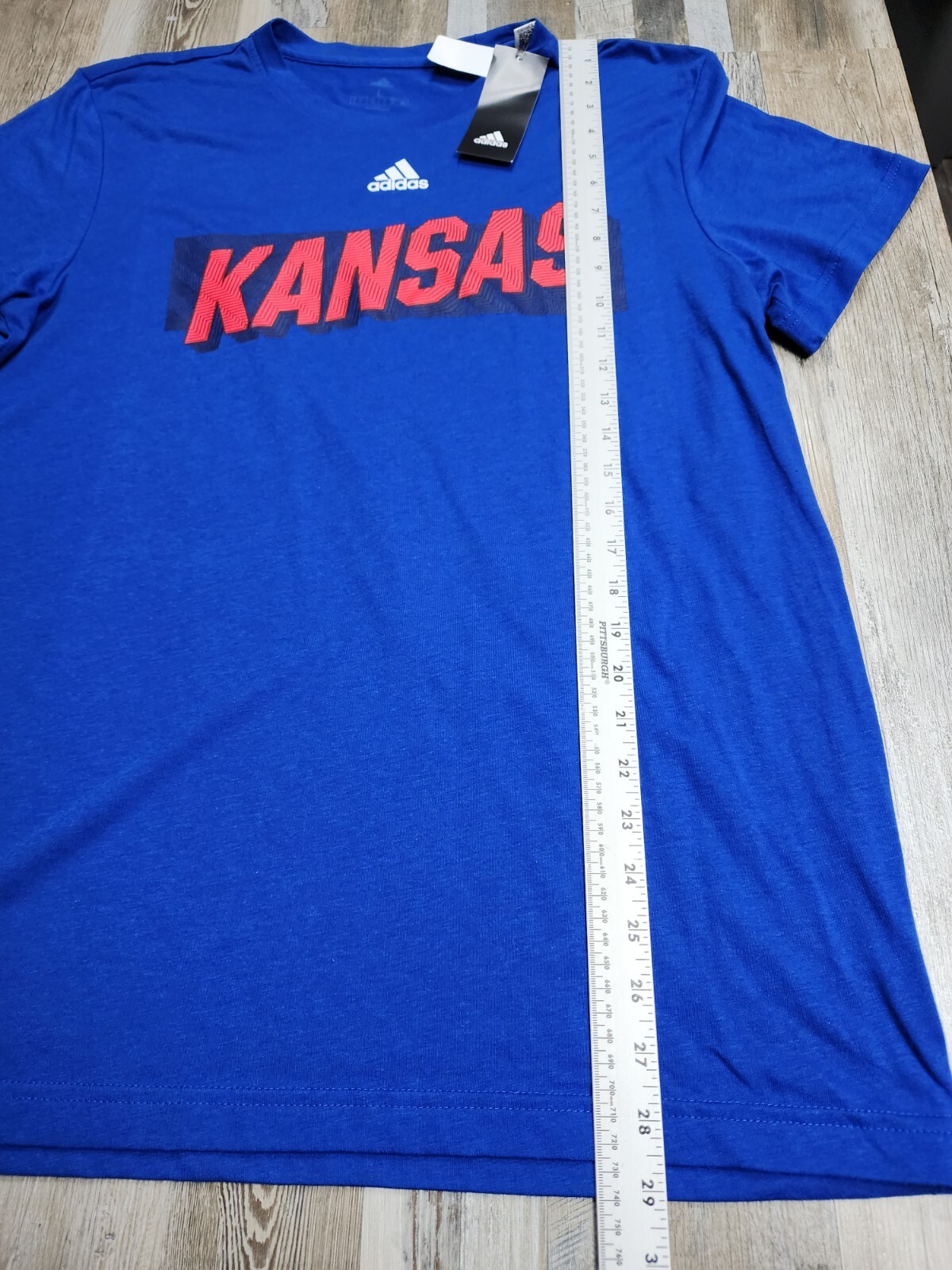 NEW Adidas Kansas Jayhawks T-Shirt Mens LARGE Tee Blue Super Soft Shirt gallery