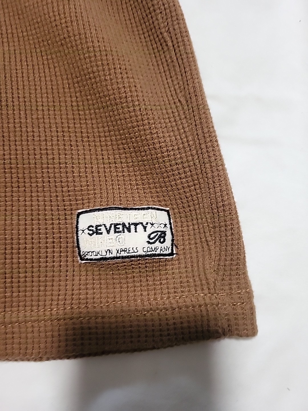 Brooklyn Xpress Brown Embroidered Y2k Vintage Waffle Knit Thermal Size XL gallery