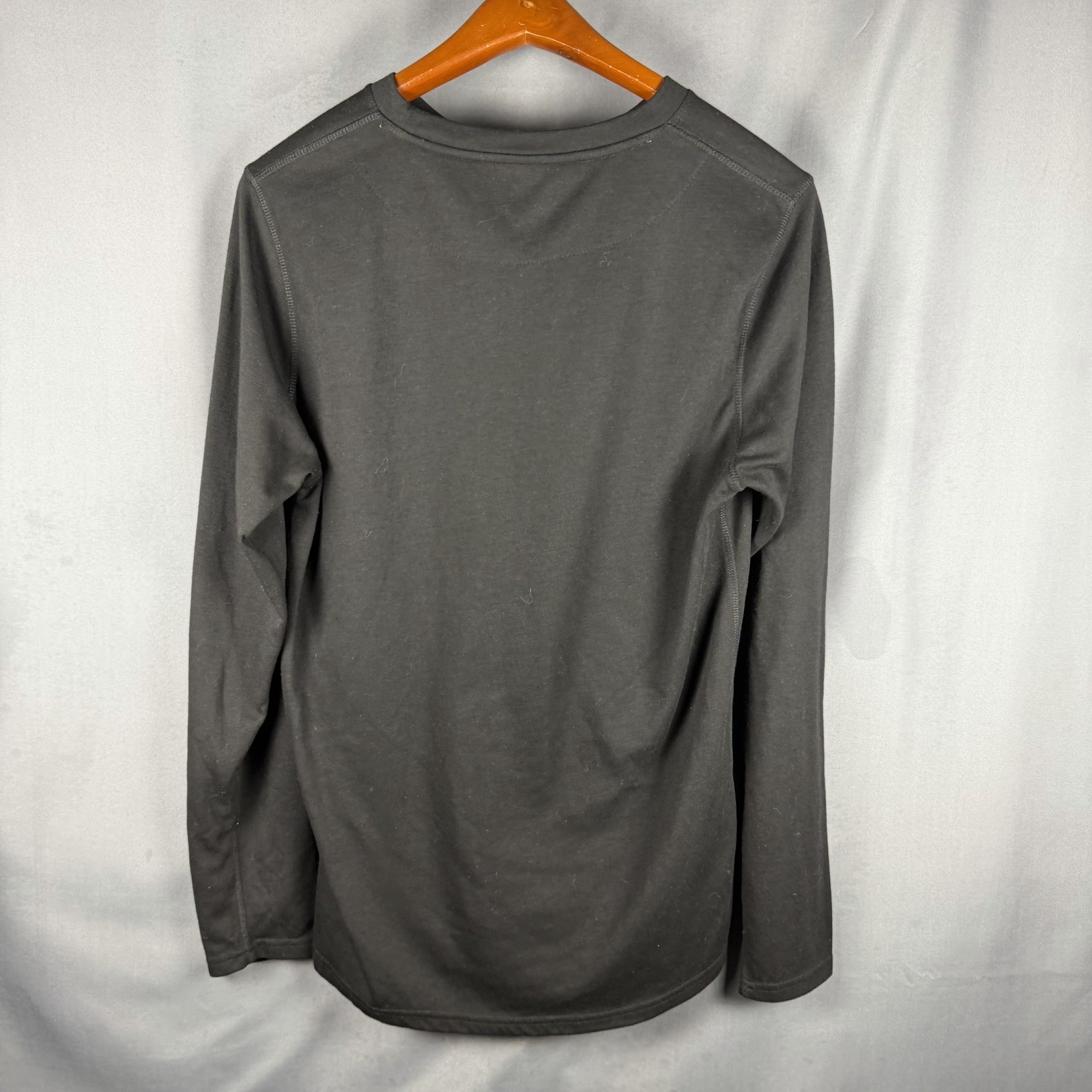 Omni Wool Base Layer Shirt Mens XL Black Wool Blend Crew Neck Long Sleeve Camp gallery