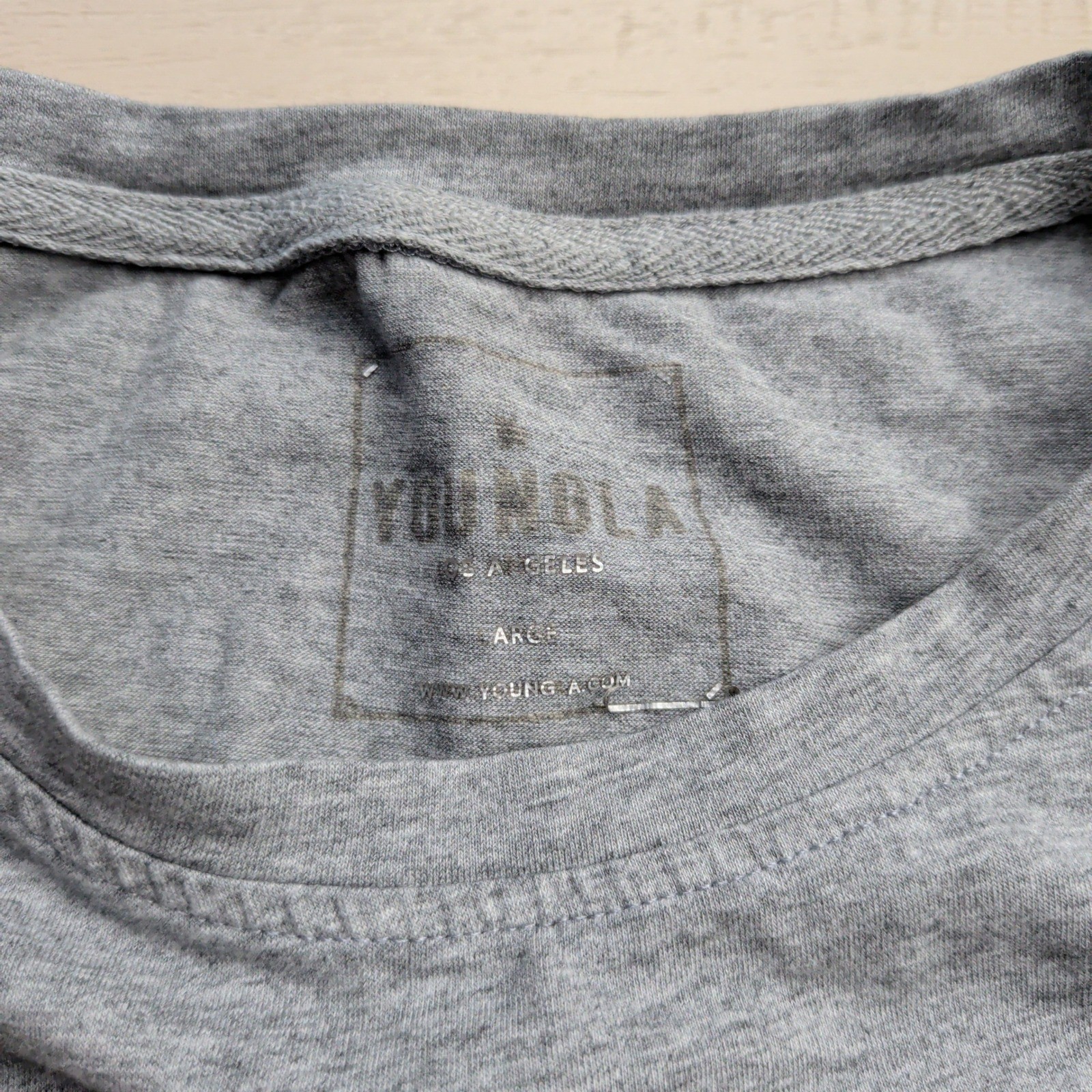 YoungLA Perfect Tee T-Shirt Mens Large Gray Scallop Hem Athletic Athleisure 402 gallery