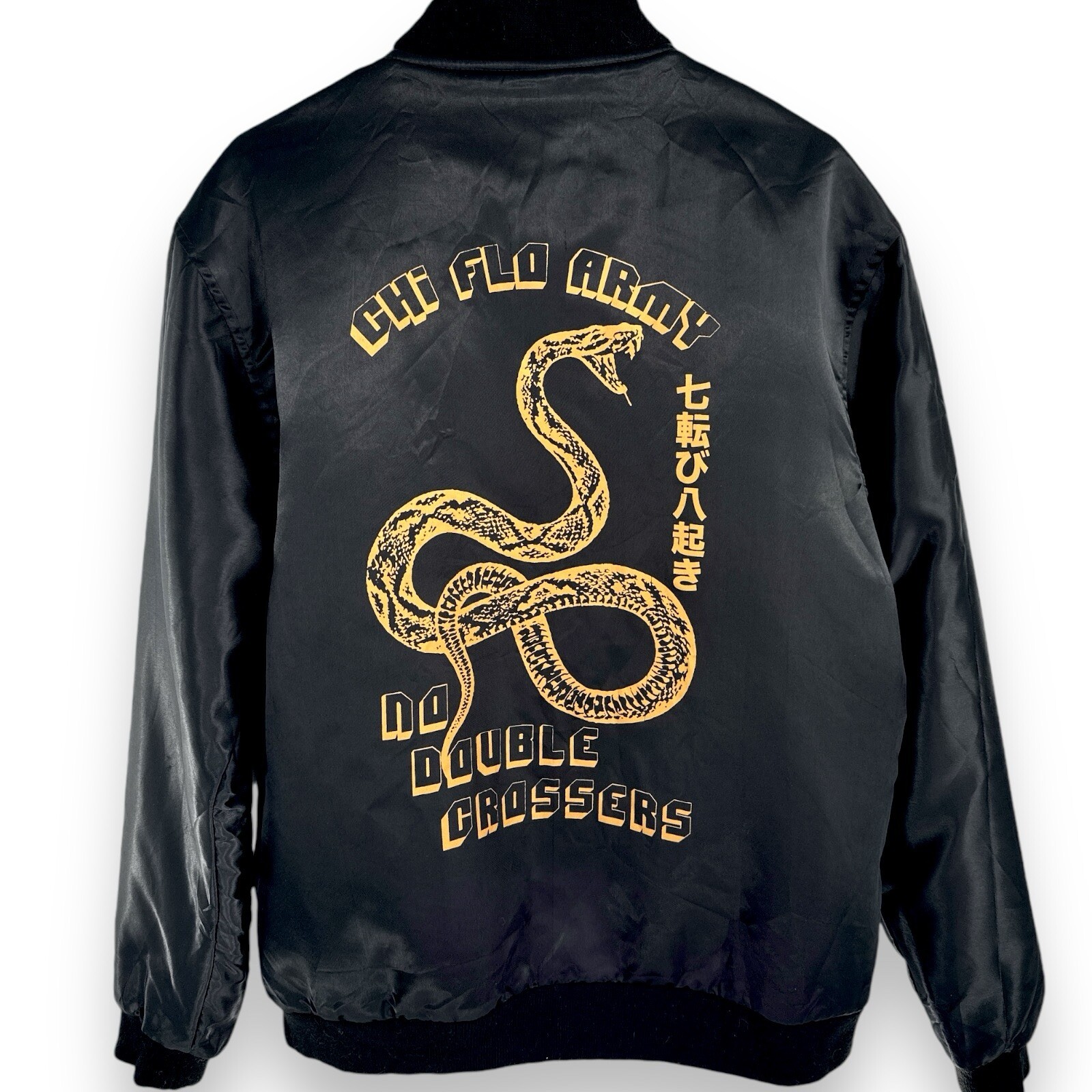 CHI FLO Army Rattlesnake Black Satin Bomber Jacket Adult Size XL Chicago Street gallery