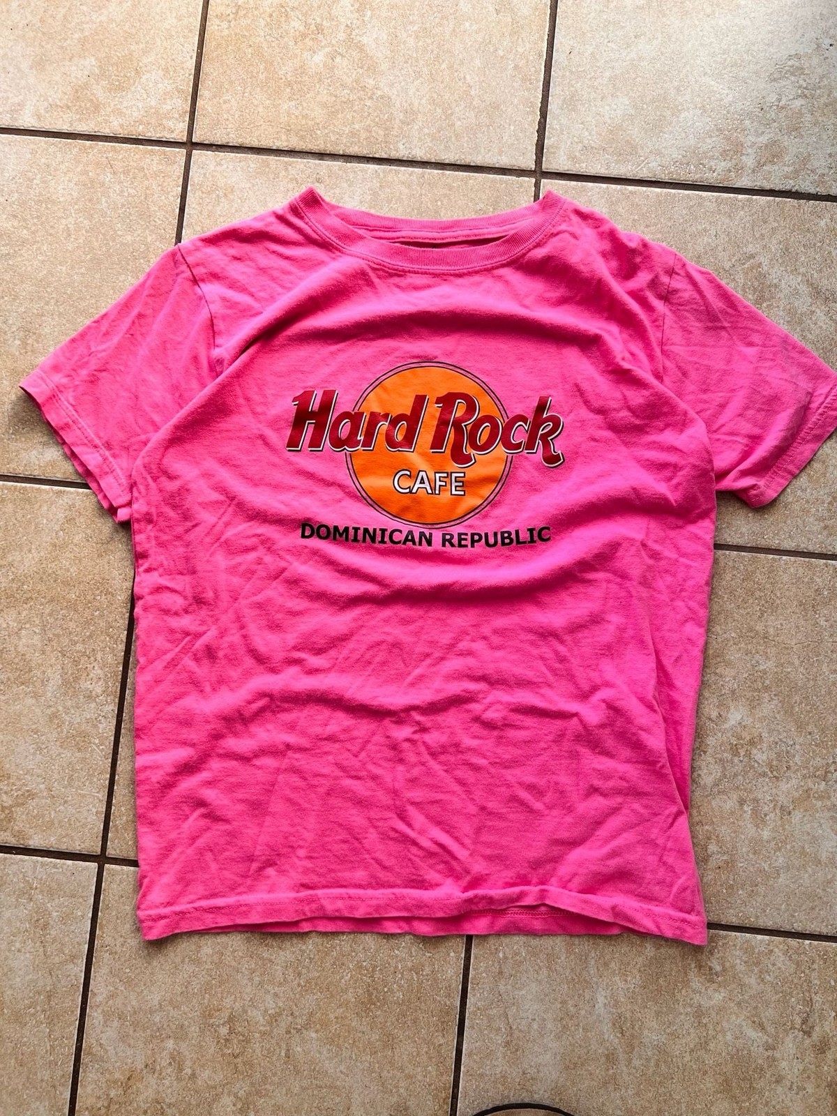 Hard Rock Cafe Dominican Republic Neon Pink Graphic T-Shirt