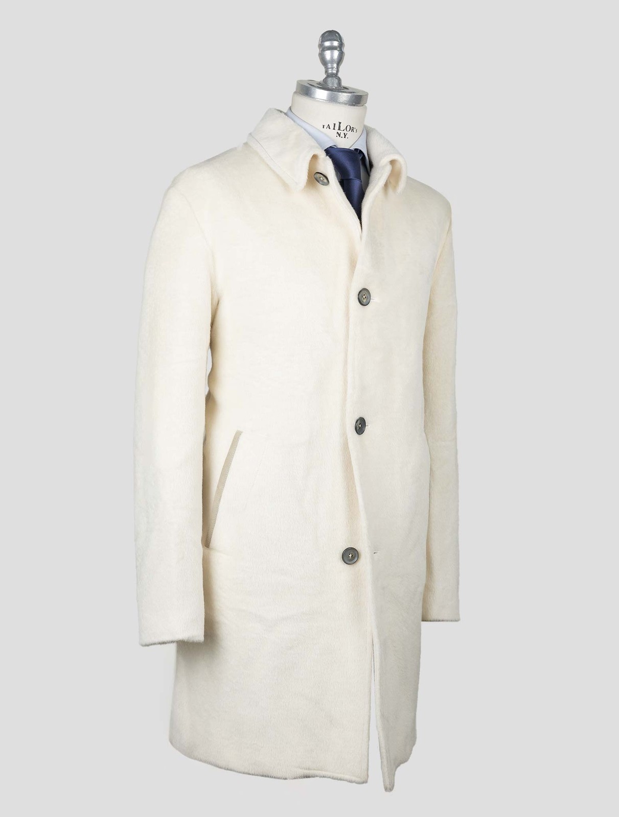 NEW ISAIA WHITE ALPACA WOOL OVERCOAT US 46 - EU 56 I22 gallery
