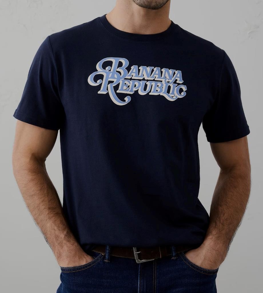NWT Mens BANANA REPUBLIC Script Logo PREMIUM WASH Graphic Tee T-Shirt LARGE *K2 gallery