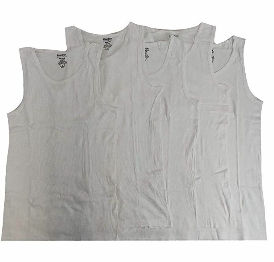 NEW*Reebok Men's 5 Pack Cotton Classic Ribbed Tanks Undershirts, White, Medium gallery