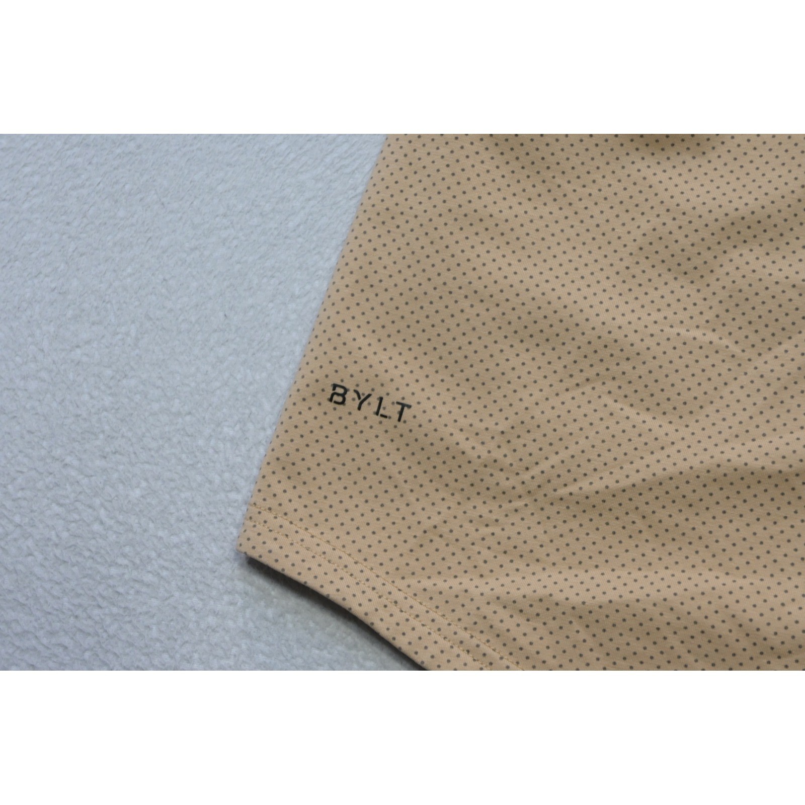 BYLT Drop Cut Lux T-Shirt Mens Medium Tan Perforated Short Sleeve Excellent gallery