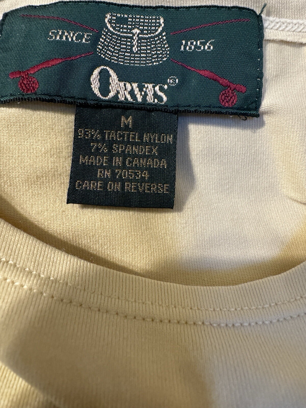 Orvis Mercari Mens Medium Long Sleeve Crew Neck T Shirt Beige nylon spandex gallery