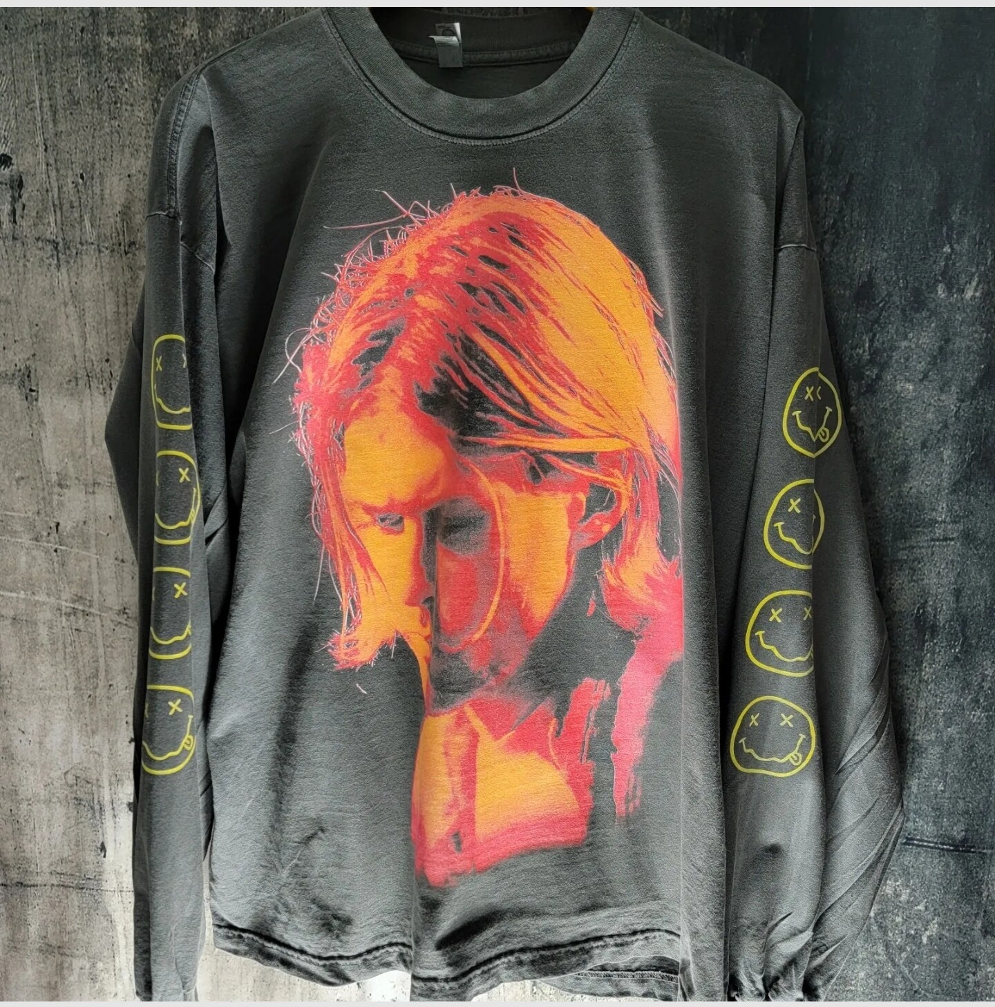 Kurt Cobain Nirvana Custom Long Sleeve Shirt 4-Sided Print Shaka Wear in Black!! gallery