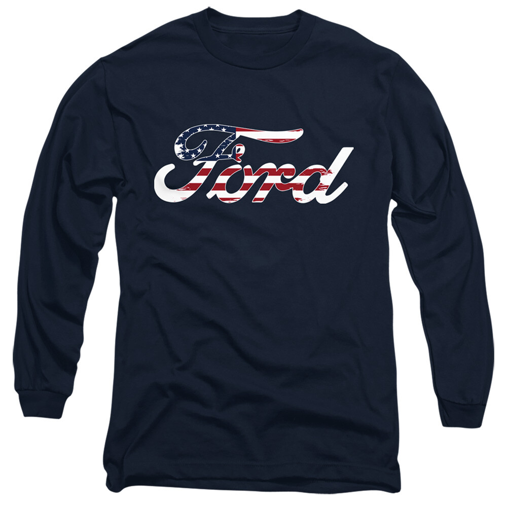 Ford American Flag Logo Licensed Adult T-Shirt gallery